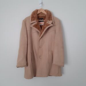 Vintage/Retro 70's/80's Camel Colour Wool Oversized Faux Shearling Winter Jacket